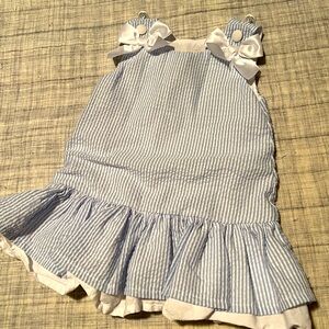 LIL CACTUS 6-12m dress blue and white spring summer bows ultra girly 🇺🇸